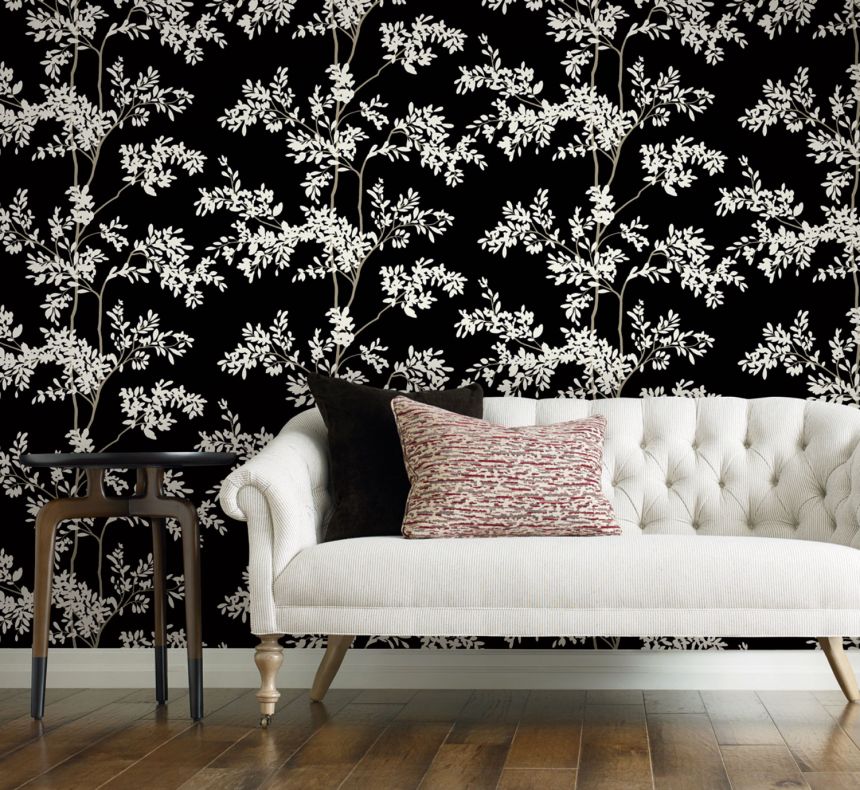 Black and white wallpaper with branches, BL1804, Blooms Second Edition Resource Library, York