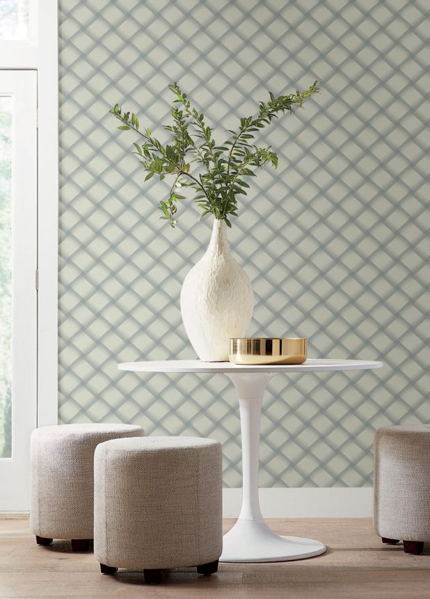 Gray-blue geometric 3D wallpaper, EV3968, Candice Olson Casual Elegance, York