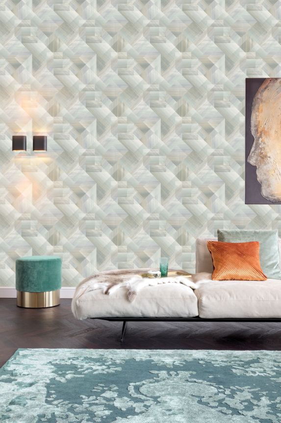 Blue-gray geometric pattern wallpaper, UR3209, Universe 4, Grandeco