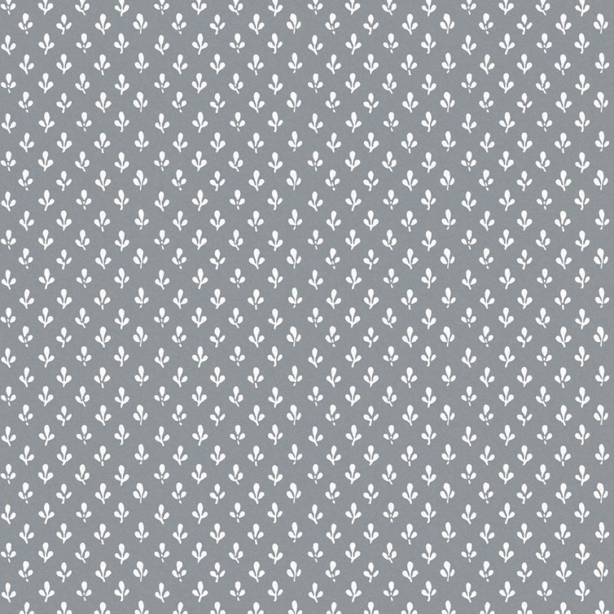 Gray-white non-woven wallpaper, leaves, 119861, Laura Ashley 3