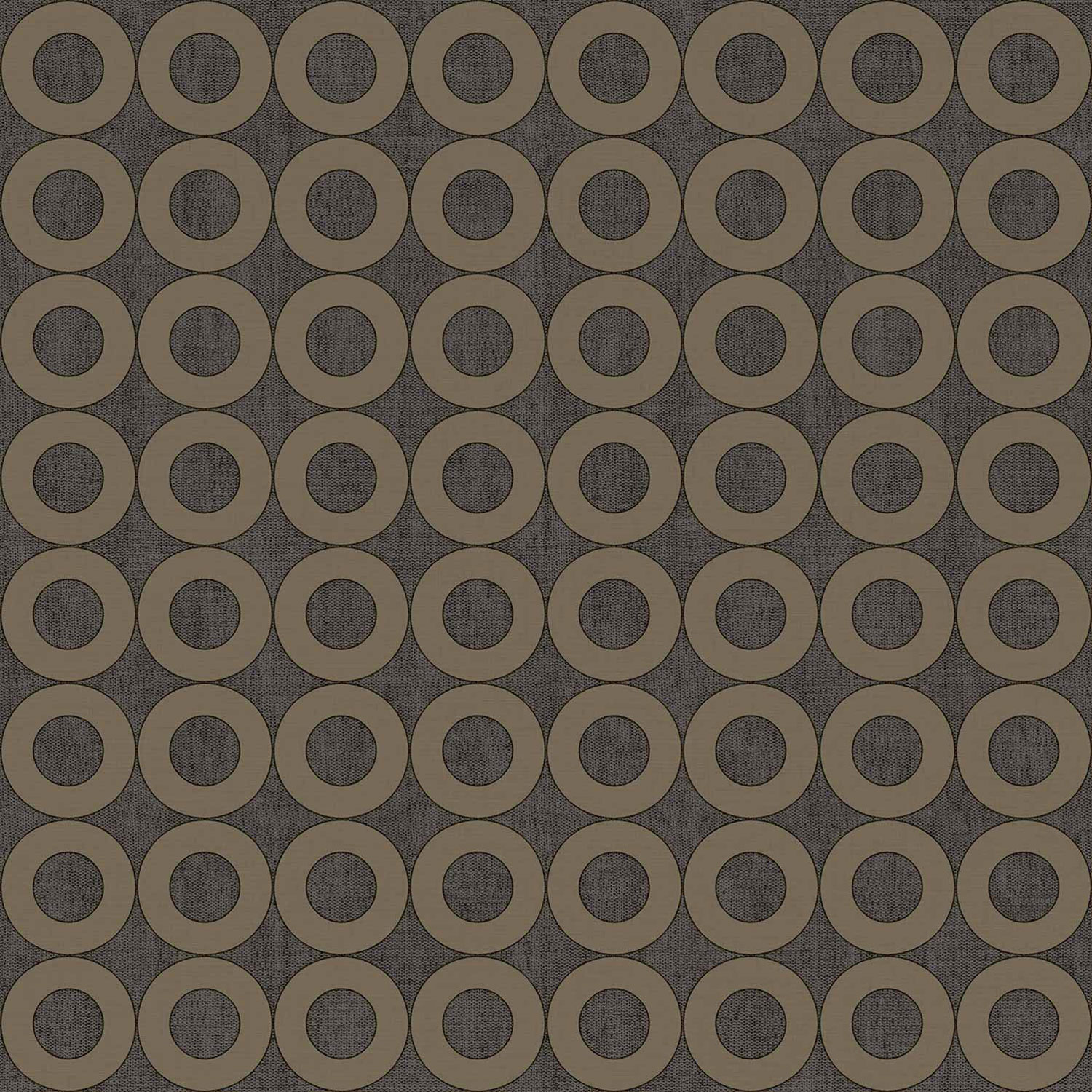 Black non-woven wallpaper with circles, 30169, Energie, Cristiana Masi by Parato