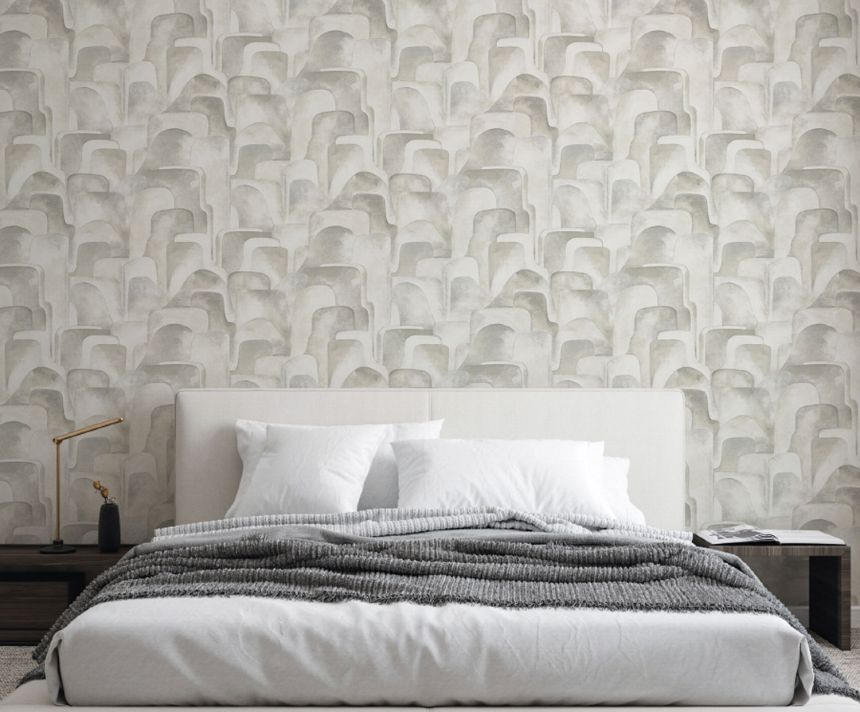 Gray-white geometric pattern wallpaper, Z77534, Savana, Zambaiti Parati