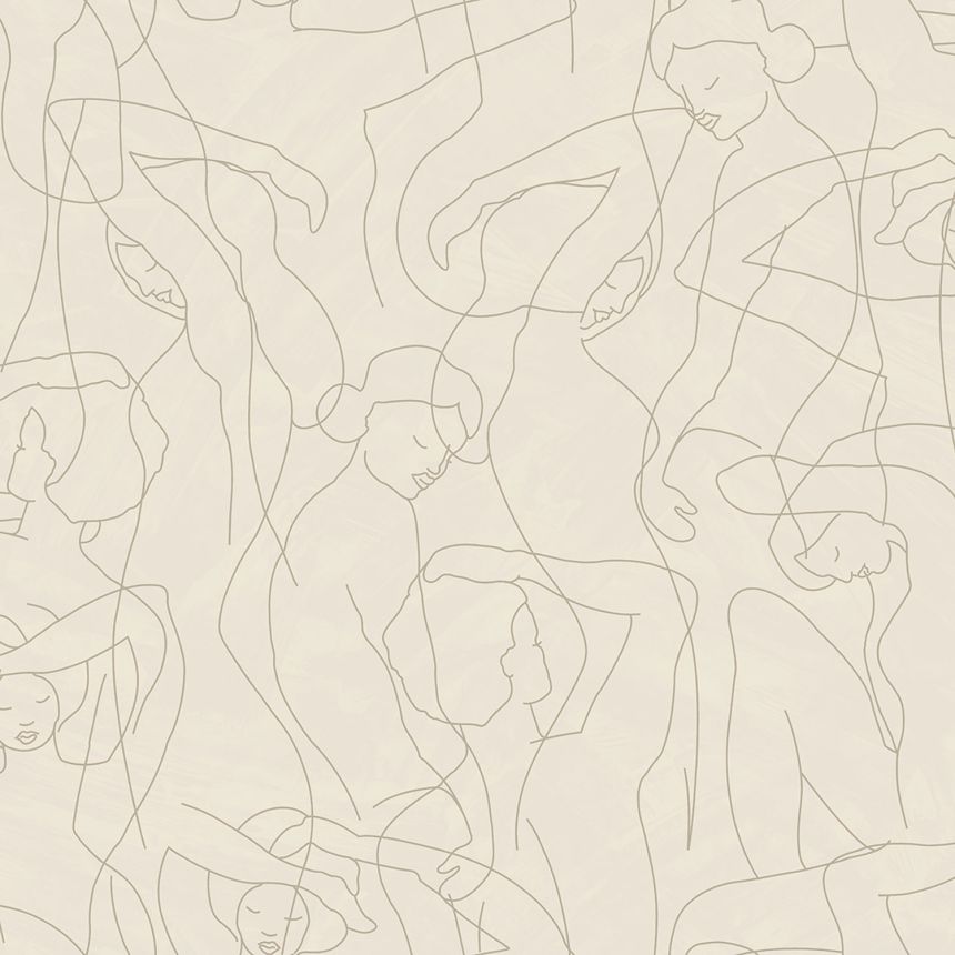 Graphic wallpaper, figure outlines, cream, SO27043, Soleado, Decoprint