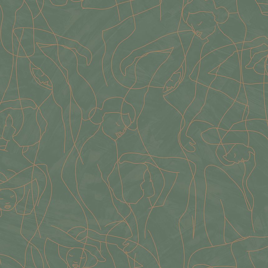 Graphic wallpaper, figure outlines, green, SO27047, Soleado, Decoprint