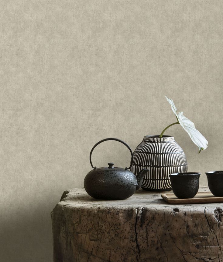 Non-woven wallpaper, gray-beige, fabric imitation, NHW1008, Perla, Decoprint