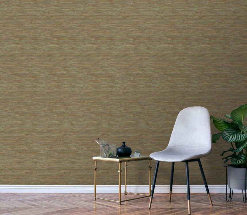 Non-woven wallpaper, green-orange, fabric imitation, NHW1013, Perla, Decoprint
