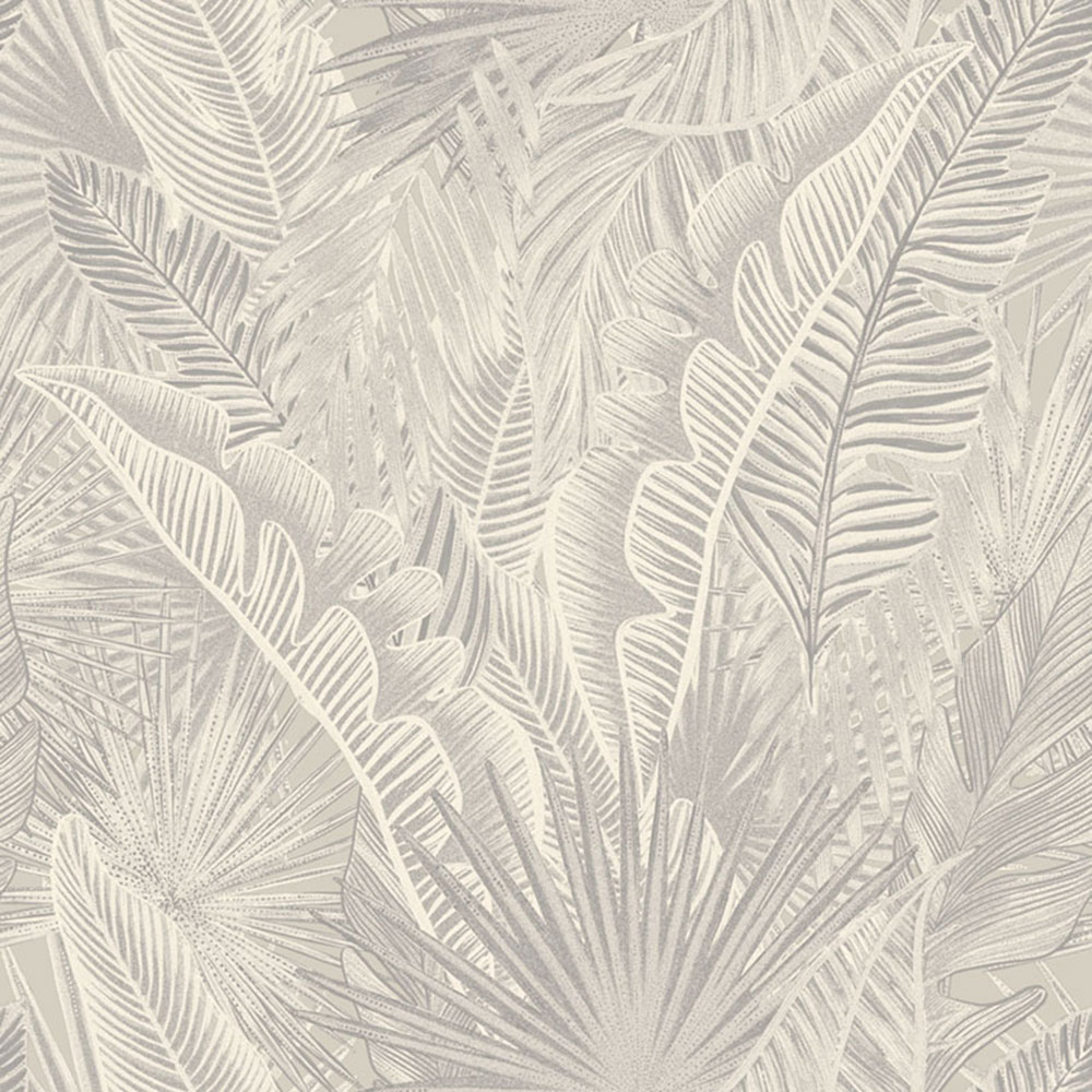 Non-woven wallpaper, gray-cream, leaves, NHW1015, Perla, Decoprint