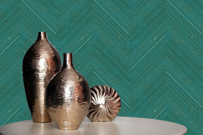 Non-woven wallpaper, green, fabric imitation, stripes, NHW1020, Perla, Decoprint