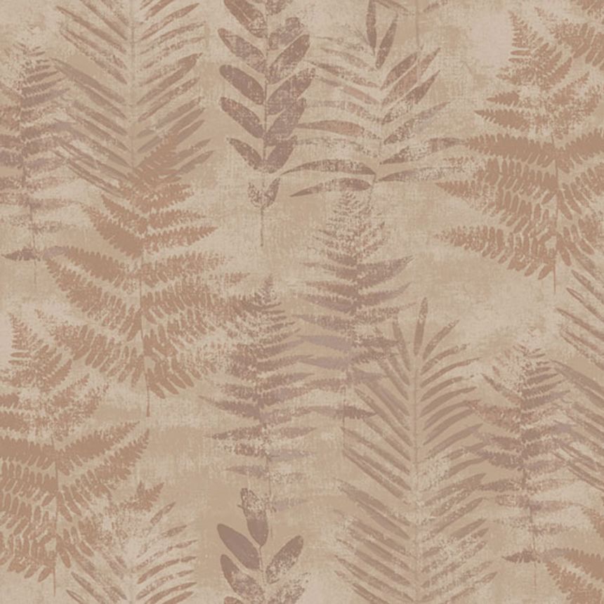 Terracotta wallpaper with leaves, RE25153, Reflect, Decoprint