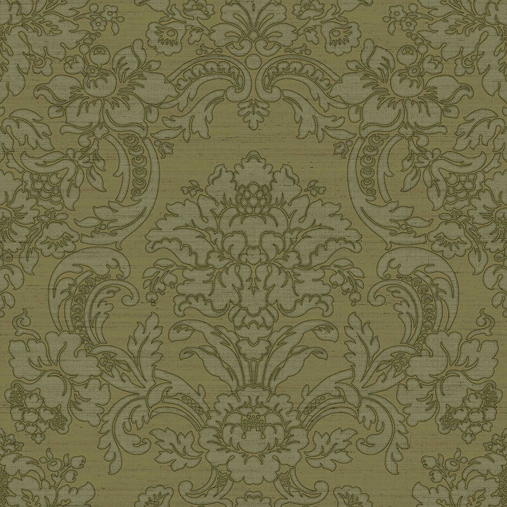 Green non-woven baroque wallpaper, 33347, Tradizioni, Cristiana Masi by Parato