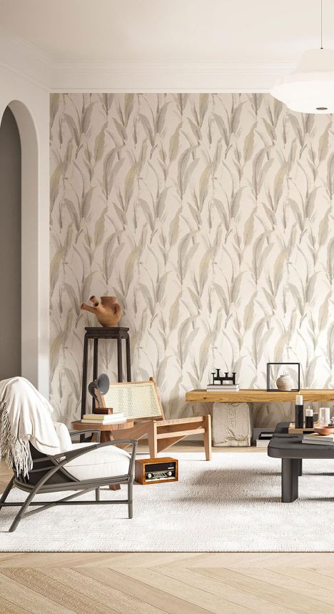 Non-woven wallpaper, leaves, beige, 39002, Arché, Cristiana Masi by Parato