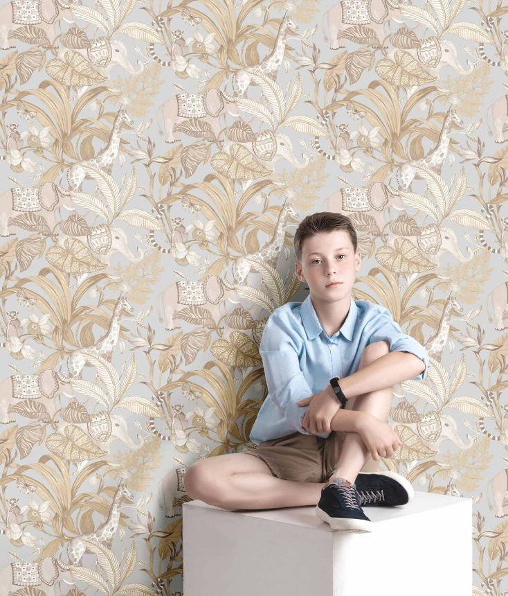 White children's wallpaper with animals, 17107, MiniMe, Cristiana Masi by Parato