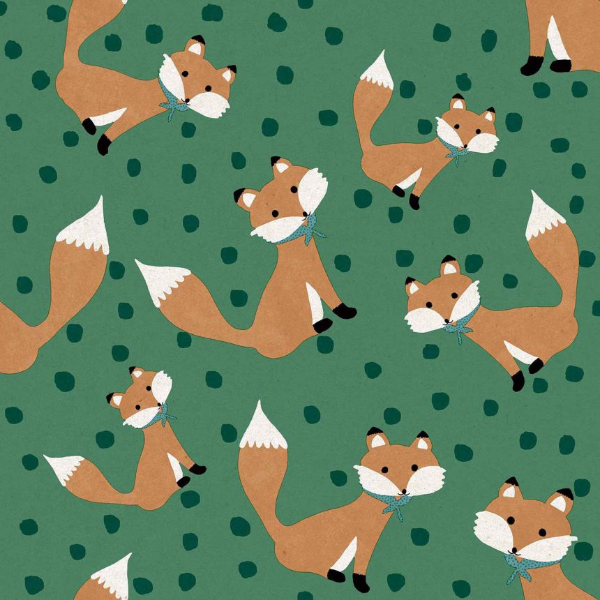 Green children's wallpaper with animals, 17117, MiniMe, Cristiana Masi by Parato