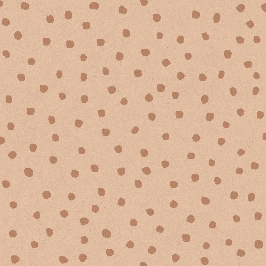 Brown non-woven wallpaper with dots, 17122, MiniMe, Cristiana Masi by Parato