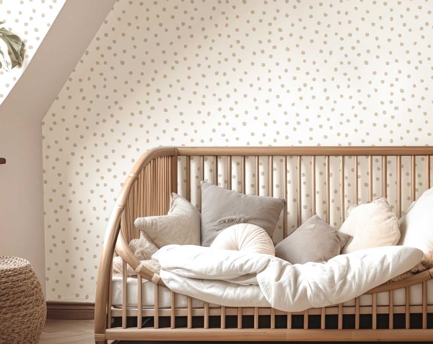 Brown non-woven wallpaper with dots, 17122, MiniMe, Cristiana Masi by Parato