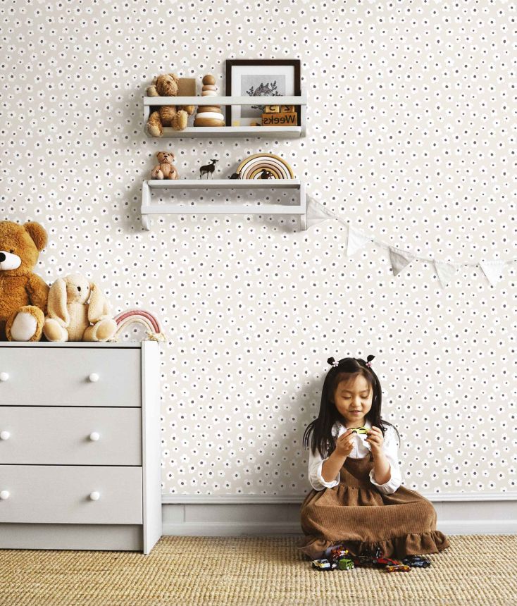 Gray floral non-woven wallpaper, 17136, MiniMe, Cristiana Masi by Parato