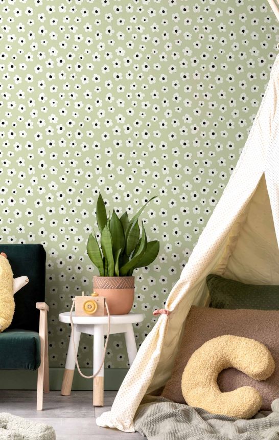 Green floral non-woven wallpaper, 17137, MiniMe, Cristiana Masi by Parato