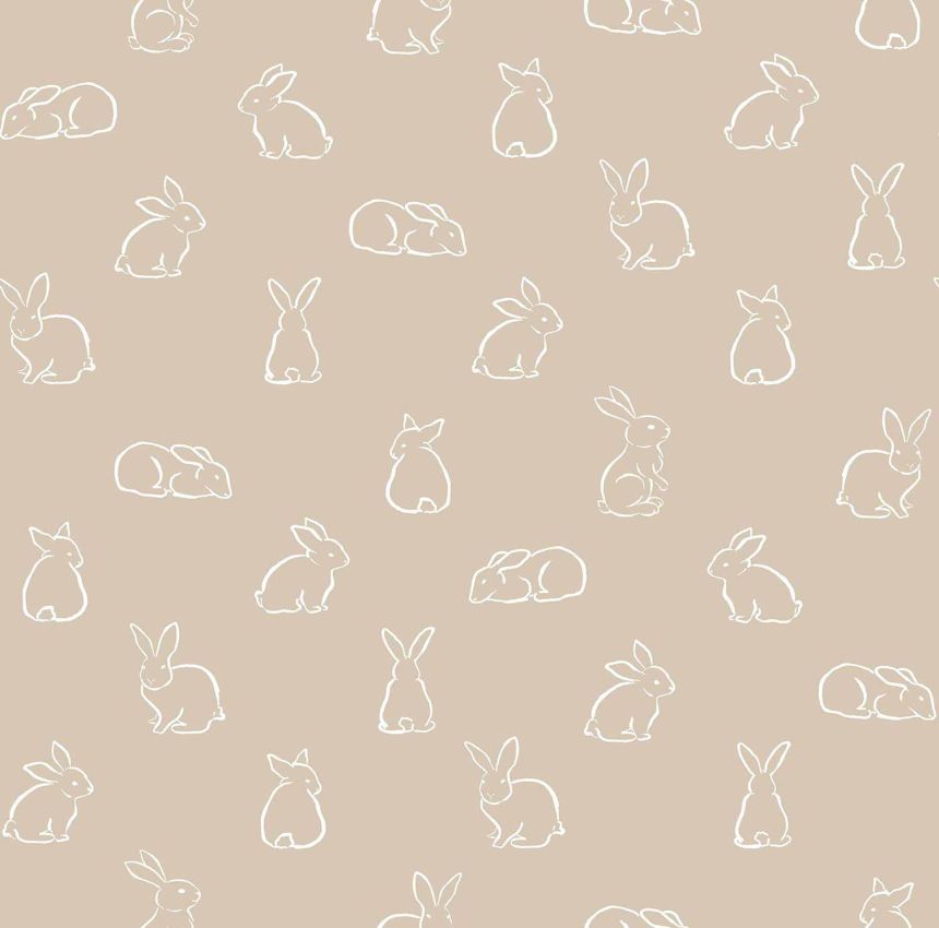 Beige children's wallpaper with bunnies, 17147, MiniMe, Cristiana Masi by Parato