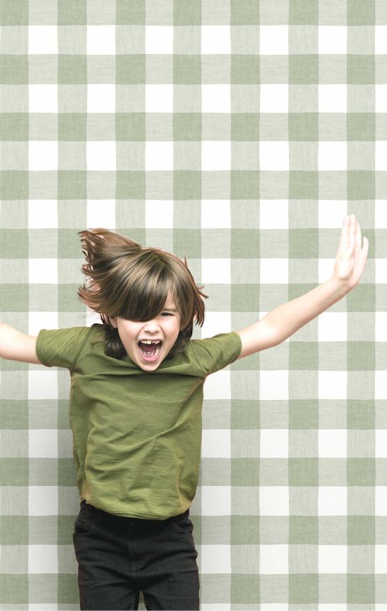 Green-white wallpaper, checkered, 17155, MiniMe, Cristiana Masi by Parato