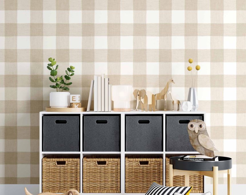 Beige-white wallpaper, checkered, 17159, MiniMe, Cristiana Masi by Parato