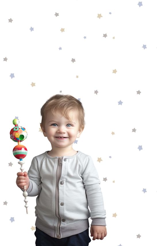 White non-woven wallpaper with stars, 17164, MiniMe, Cristiana Masi by Parato