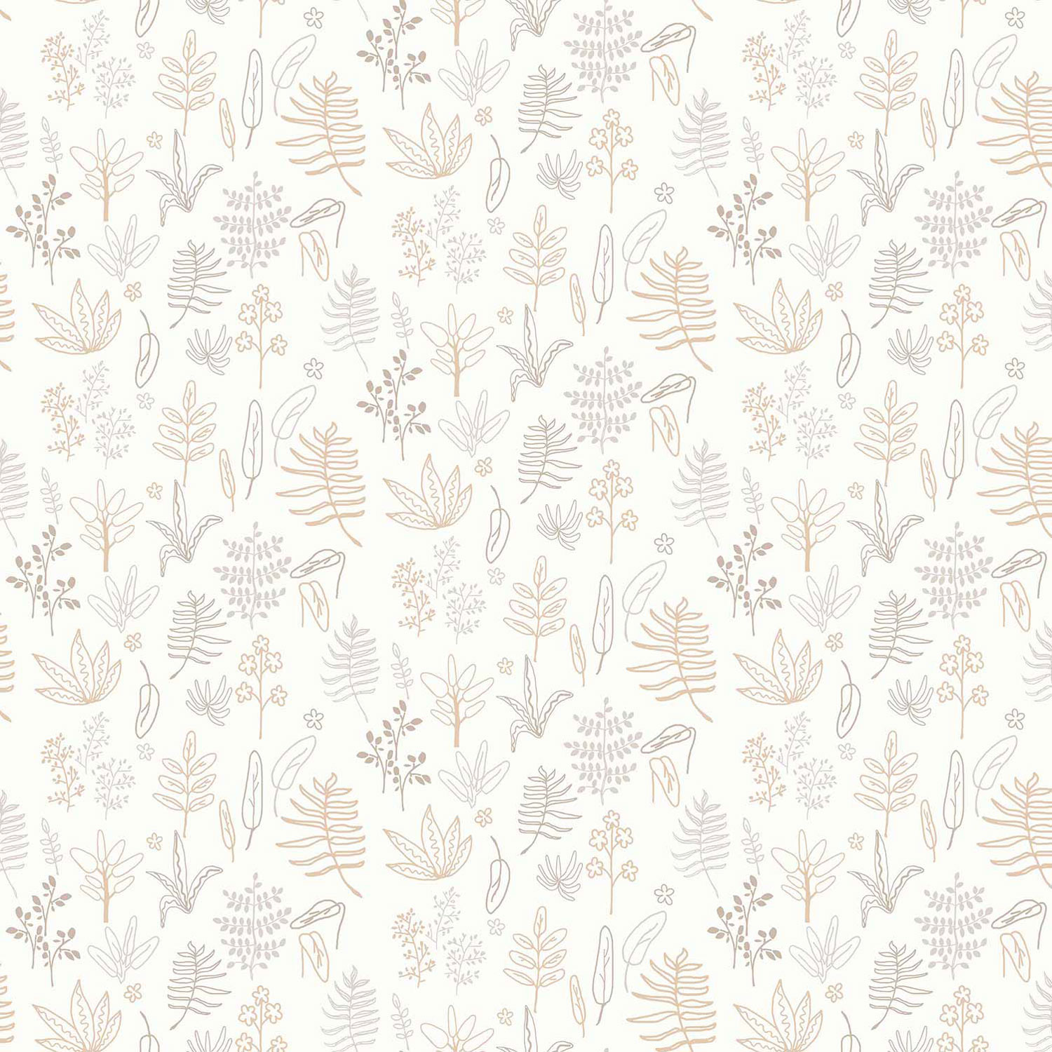 Children's white wallpaper with plants and leaves, 17167, MiniMe, Cristiana Masi by Parato