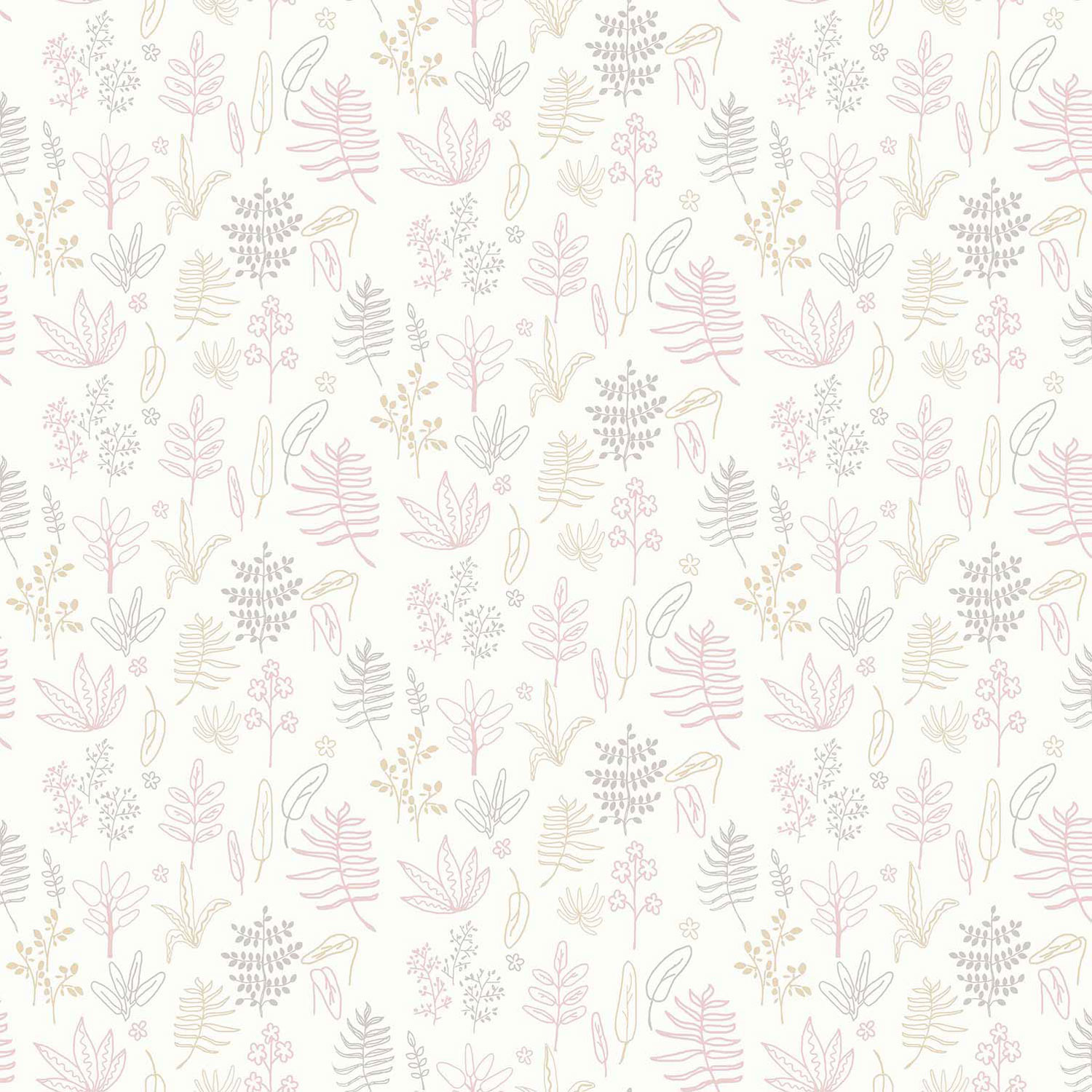 Children's white wallpaper with plants and leaves, 17168, MiniMe, Cristiana Masi by Parato