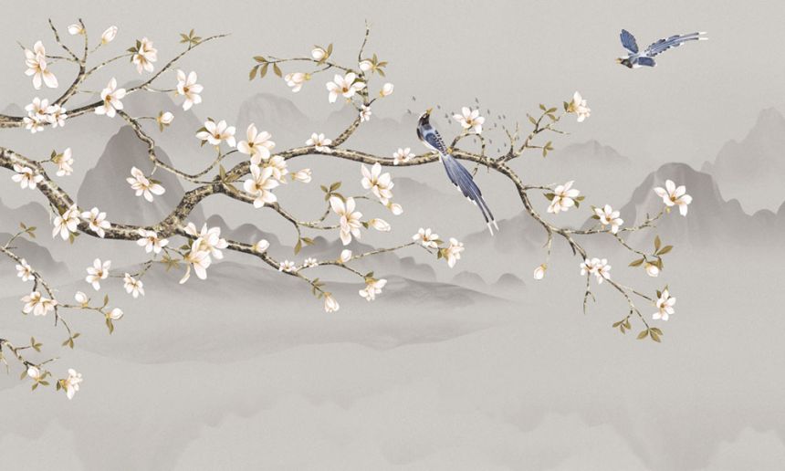 Luxury wall mural, Flowering Sakura branch, Z34982, Elie Saab