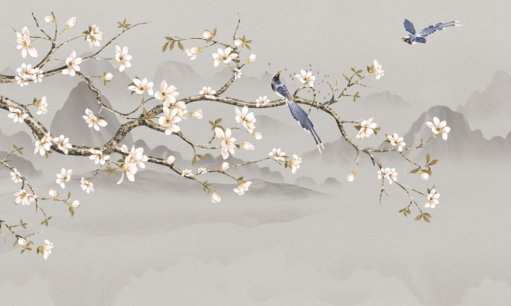 Luxury wall mural, Flowering Sakura branch, Z34982, Elie Saab
