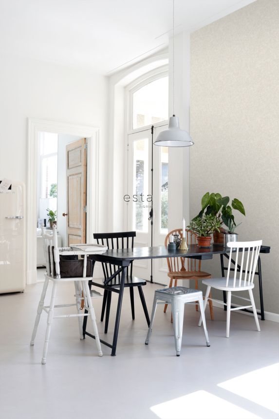 Gray-beige non-woven wallpaper, concrete, stucco, 138232, Vintage Flowers, Esta Home