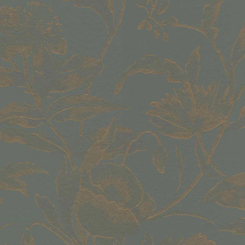 Blue-green non-woven floral wallpaper, 340134, Gilded, Eijffinger