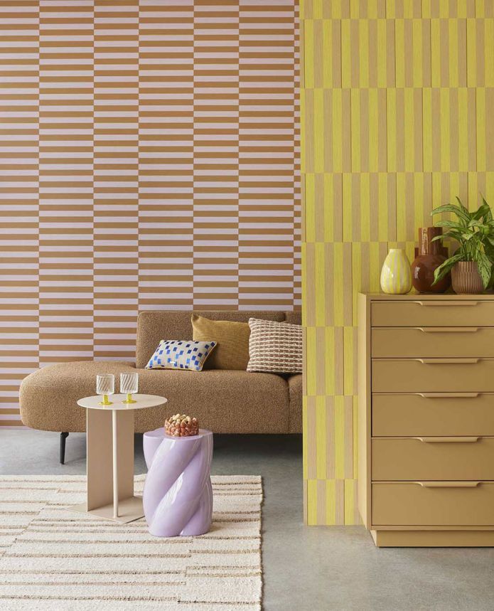 Brown-green striped retro wallpaper, 333625, Revive, Eijffinger