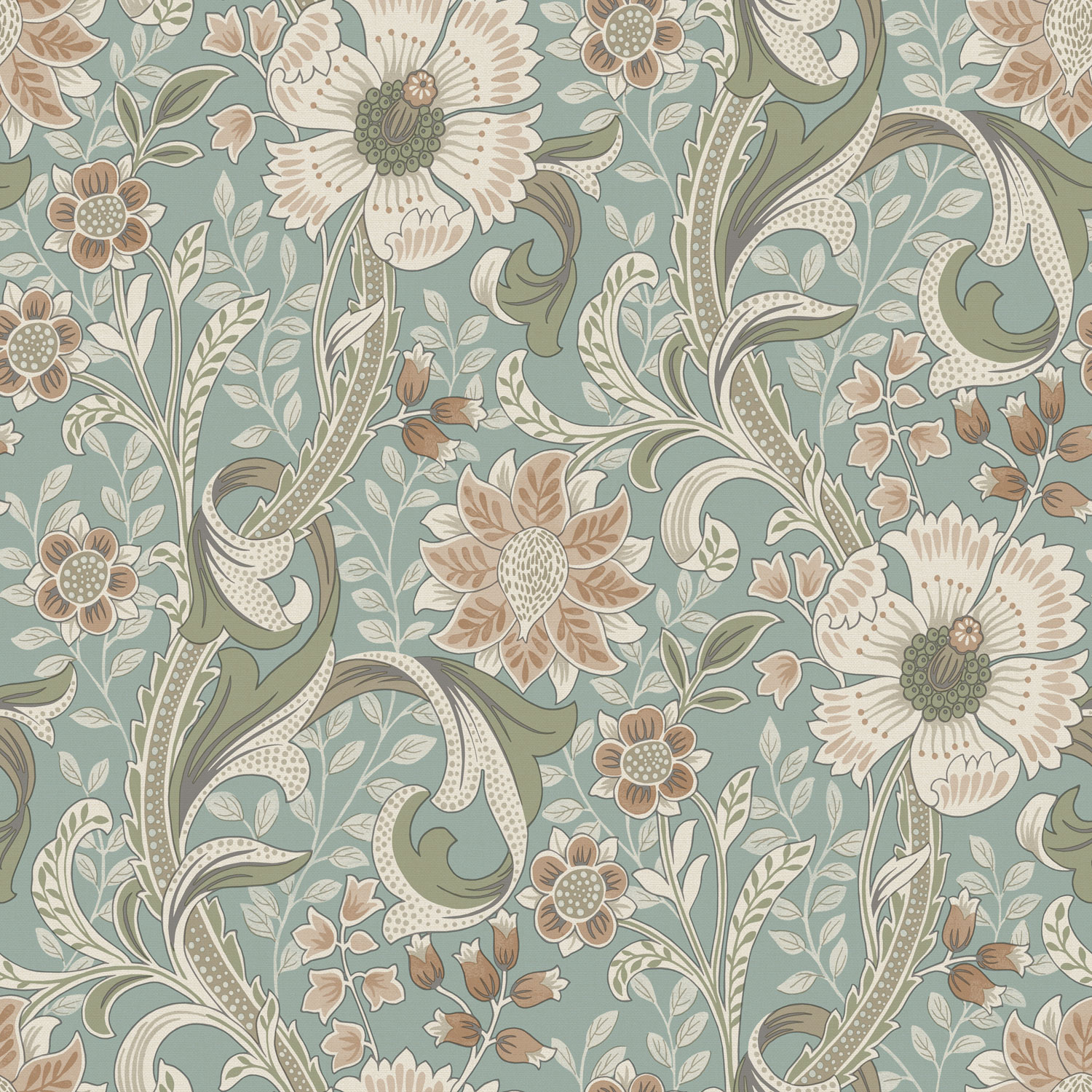 Non-woven wallpaper, turquoise, flowers, PH3106, Perfect Harmony, Grandeco