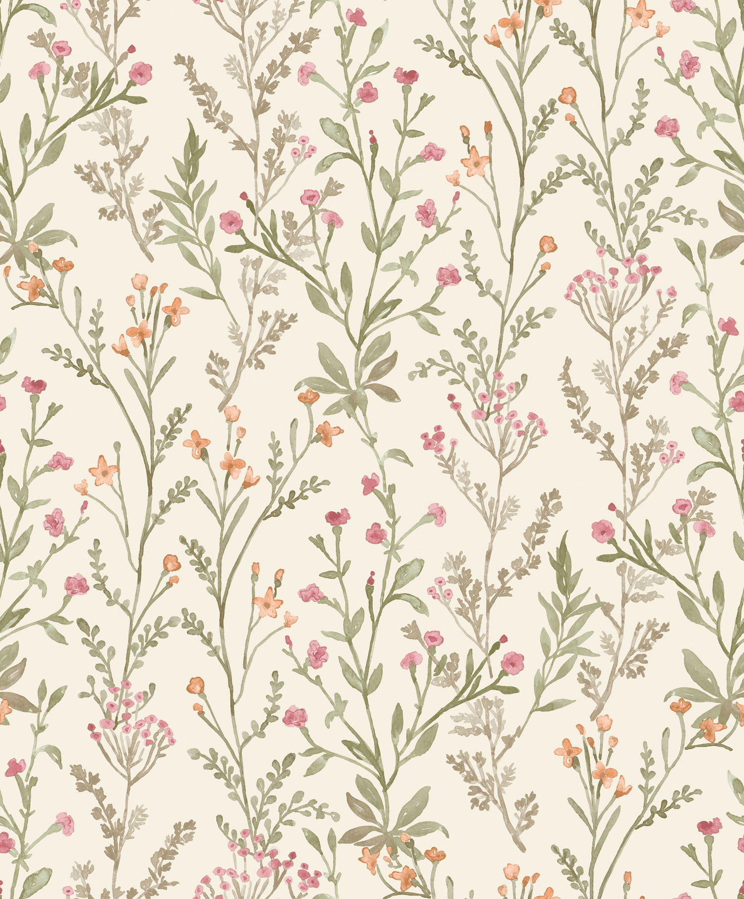 Non-woven wallpaper, brown-green, flowers, PH3207, Perfect Harmony, Grandeco