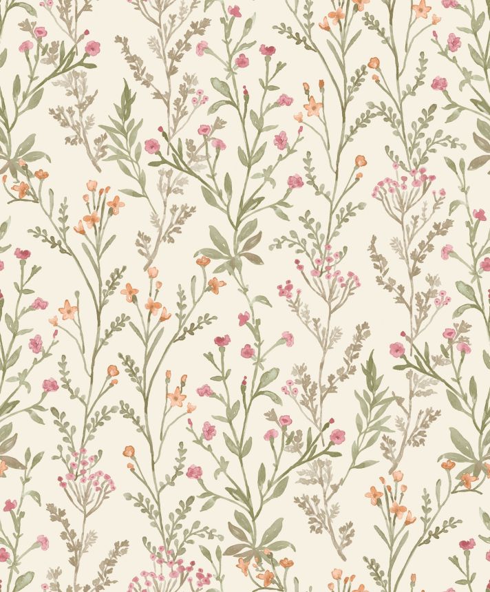 Non-woven wallpaper, brown-green, flowers, PH3207, Perfect Harmony, Grandeco