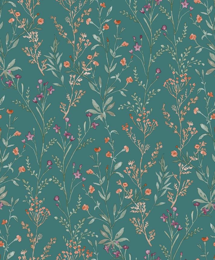 Non-woven wallpaper, turquoise, flowers, PH3209, Perfect Harmony, Grandeco