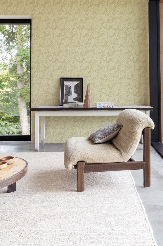 Non-woven wallpaper, ochre, leaves, PH3412, Perfect Harmony, Grandeco