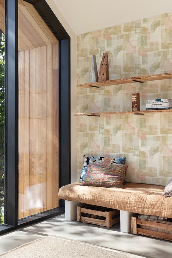Geometric non-woven wallpaper, green, PH3507, Perfect Harmony, Grandeco