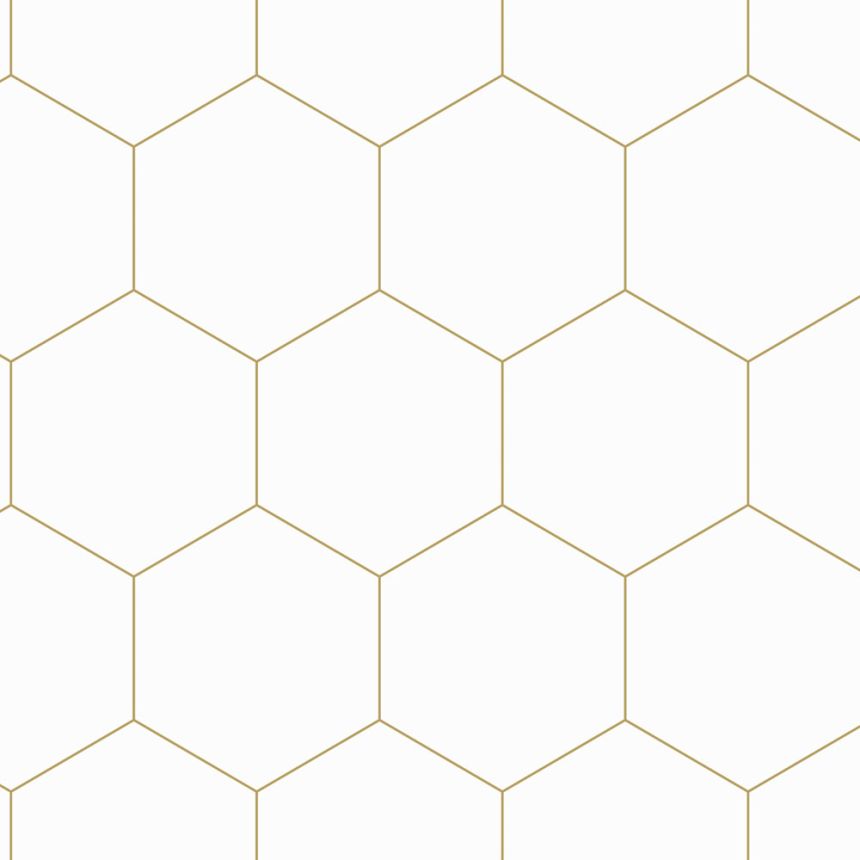 Geometric non-woven wallpaper, white-gold, 139312, Bloom, Esta Home