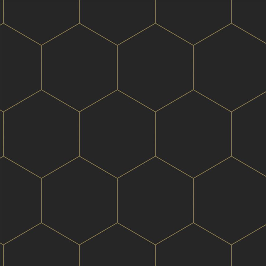 Geometric non-woven wallpaper, black-gold, 139313, Bloom, Esta Home