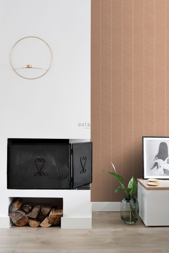 Geometric non-woven wallpaper, brown, 139357, Bloom, Esta Home