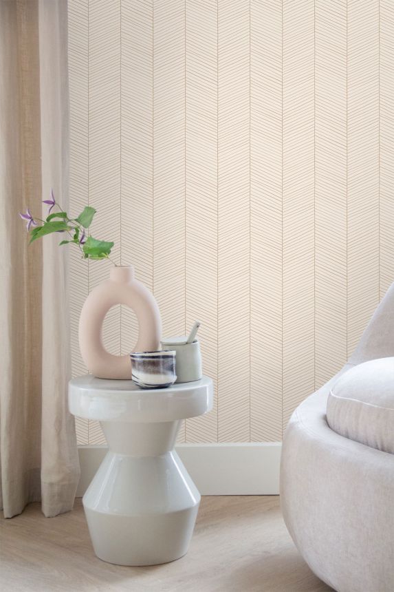 Geometric non-woven wallpaper, krémová, 139565, Bloom, Esta Home