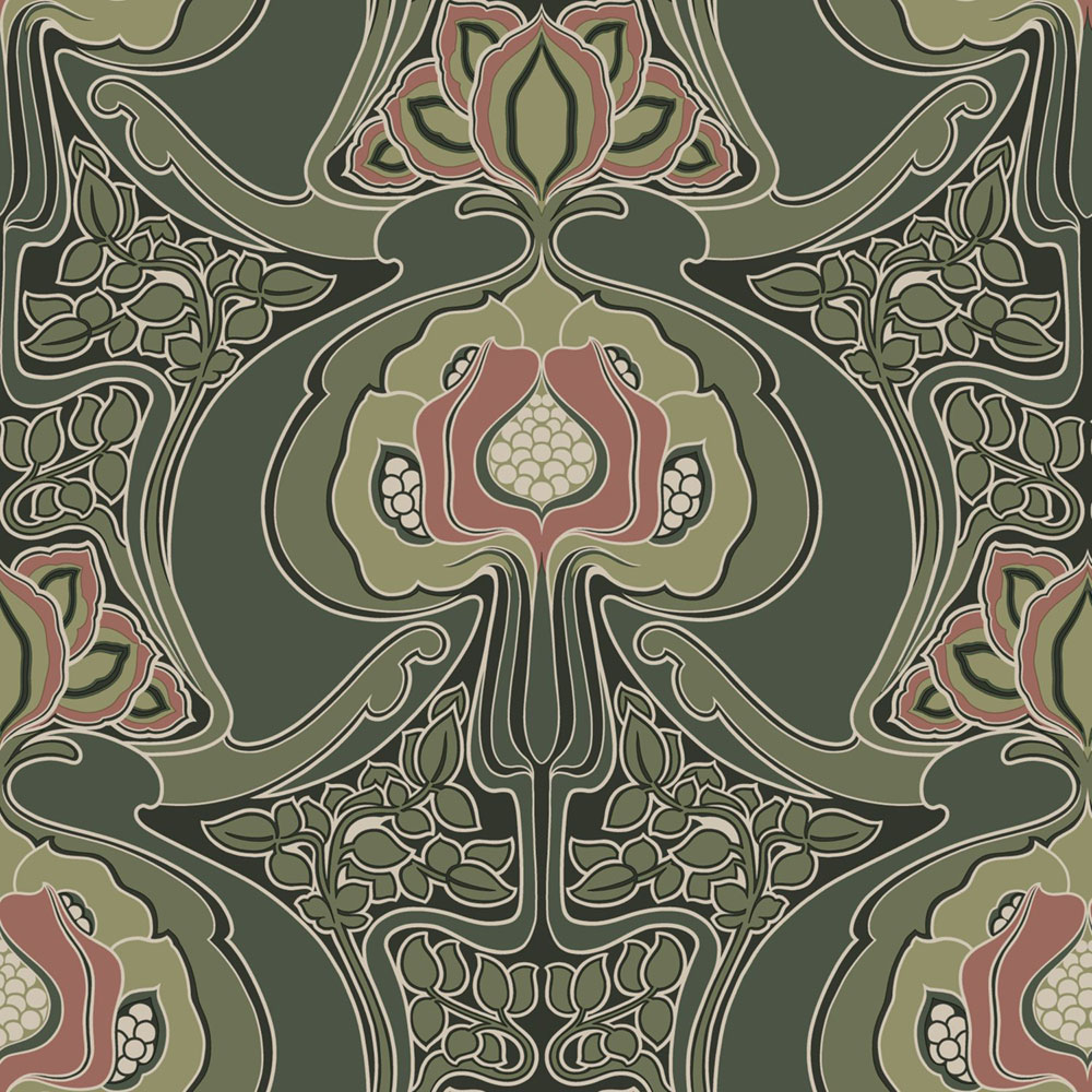 Floral non-woven wallpaper, green, 139571, Bloom, Esta Home