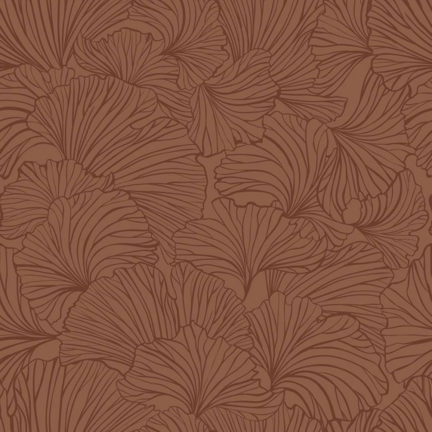 Non-woven wallpaper, leaves, brown, 139617, Bloom, Esta Home