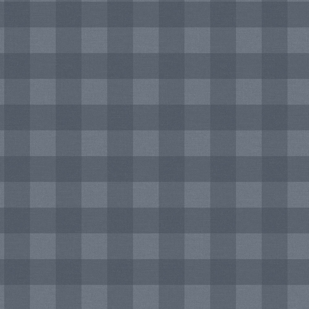Non-woven wallpaper, blue, checkered,  9813-1, Essential Stripes, ICH Wallcoverings