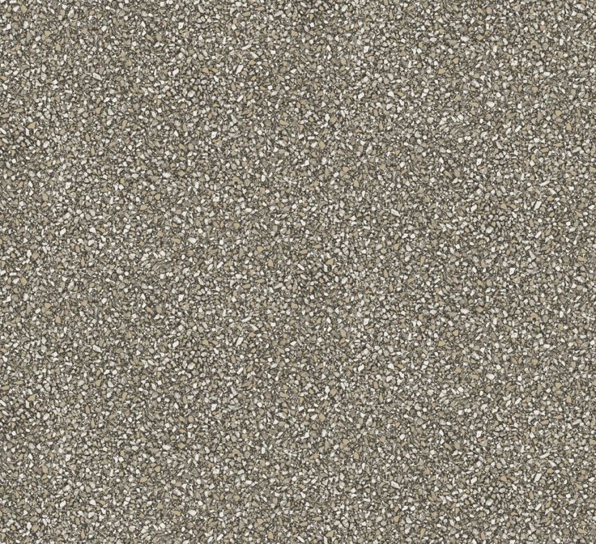 Non-woven wallpaper, gray-brown, stone, terrazzo, ROC009, Rock, Masureel
