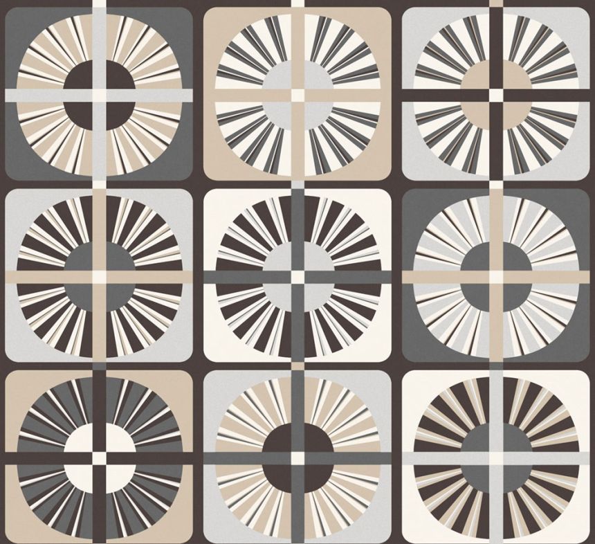Non-woven wallpaper, gray-beige,  retro, ROC401, Rock, Masureel