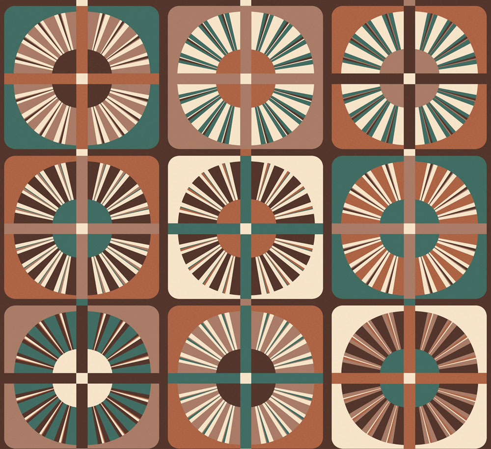 Non-woven wallpaper, green-brown,  retro, ROC403, Rock, Masureel