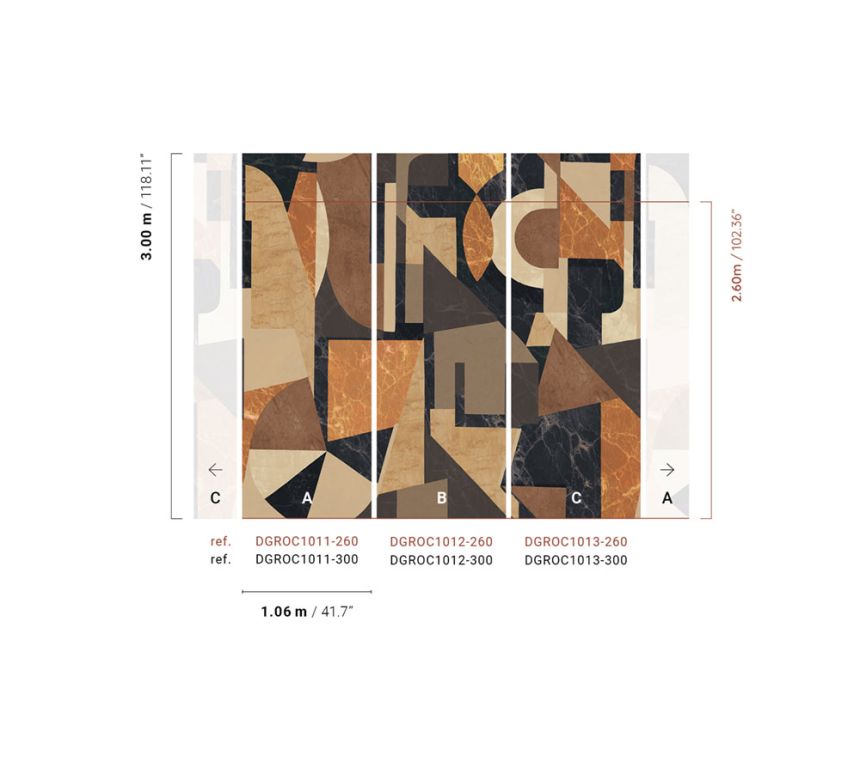 Graphic non-woven wall mural, brown, DGROC1012-260, Rock, Masureel