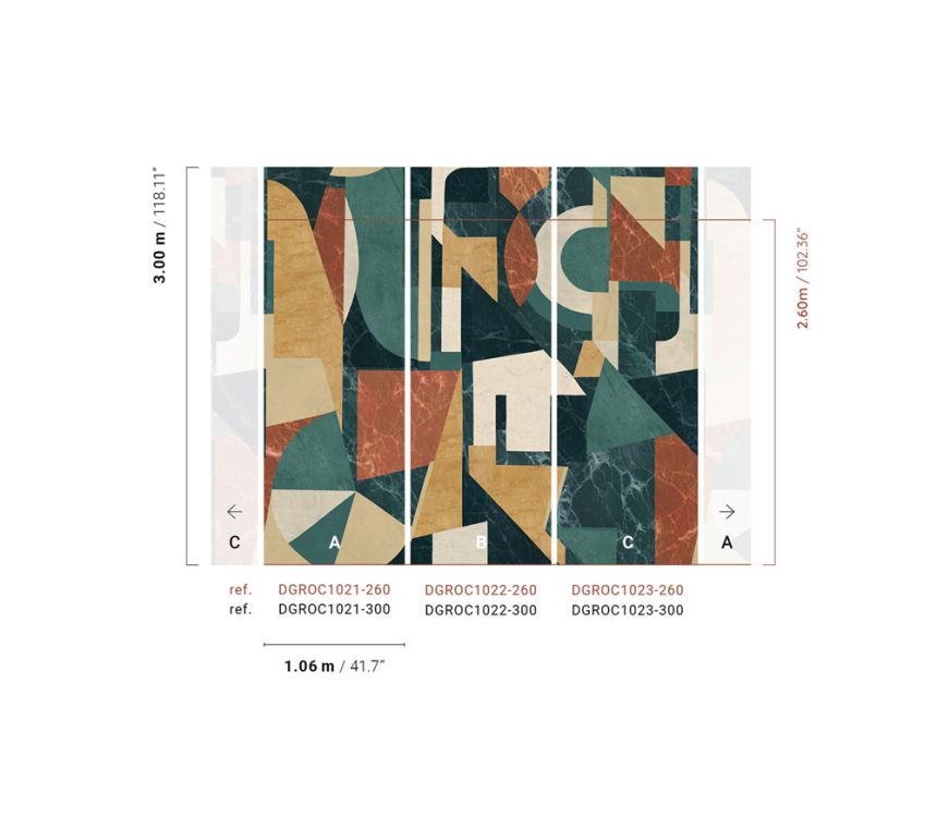 Graphic non-woven wall mural, green-brown, DGROC1022-260, Rock, Masureel